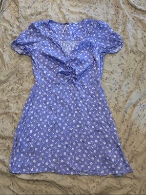 Free People Lavender Floral Tie-Front Mini Dress